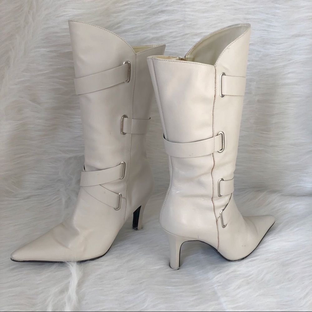 White Mountain Olina Ivory Cream Heeled Boots 8.5